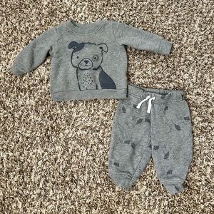 Carters Gray Puppy Crewneck Sweatshirt and Joggers Set size 3-6M
